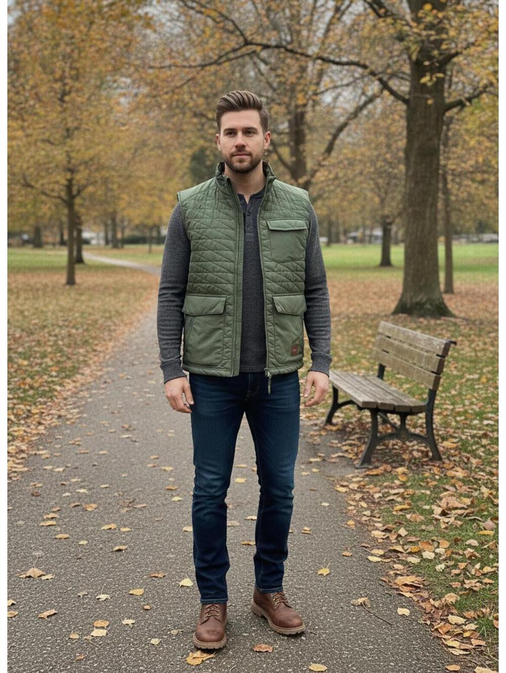 New Men's &Lore by Tahoe River Olive Green Primaloft Quilted Insulated Vest